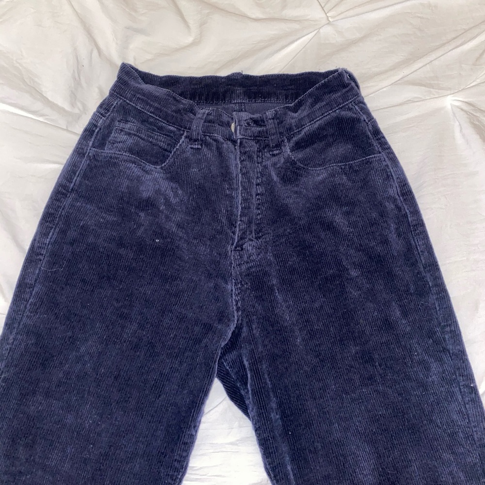 Dark blue velvet John galt mom jeans